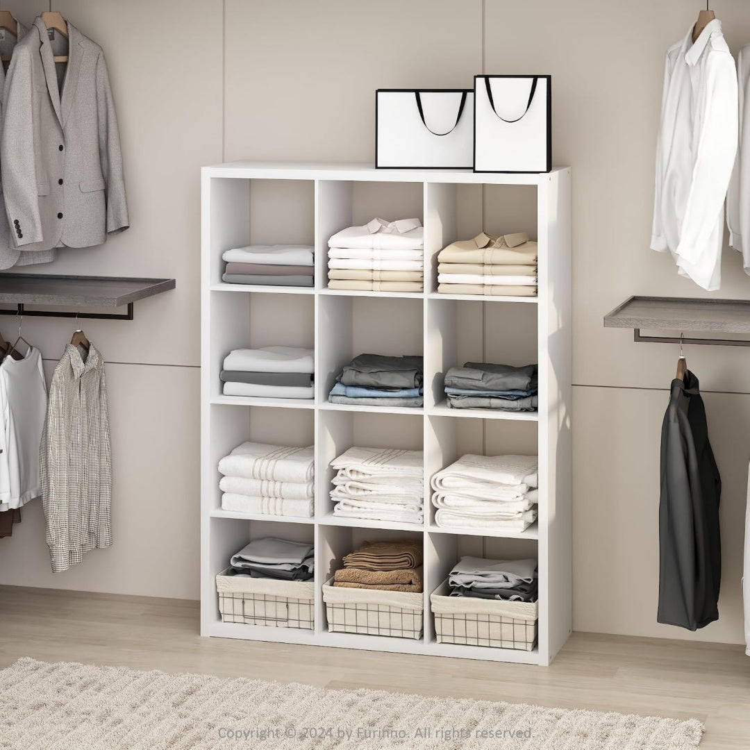Scaffale contenitore bianco con ripiani