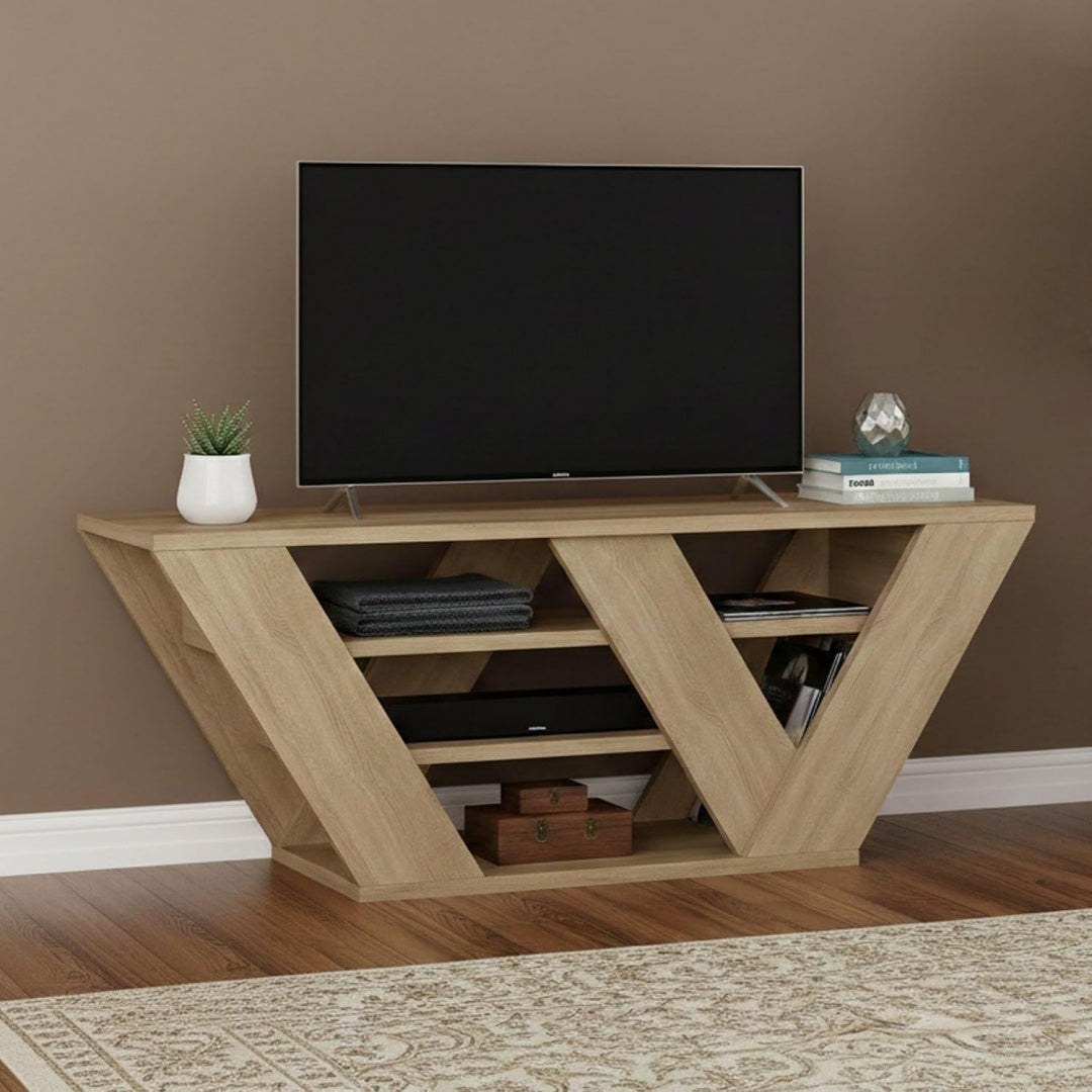 Console porta TV con ripiani rovere