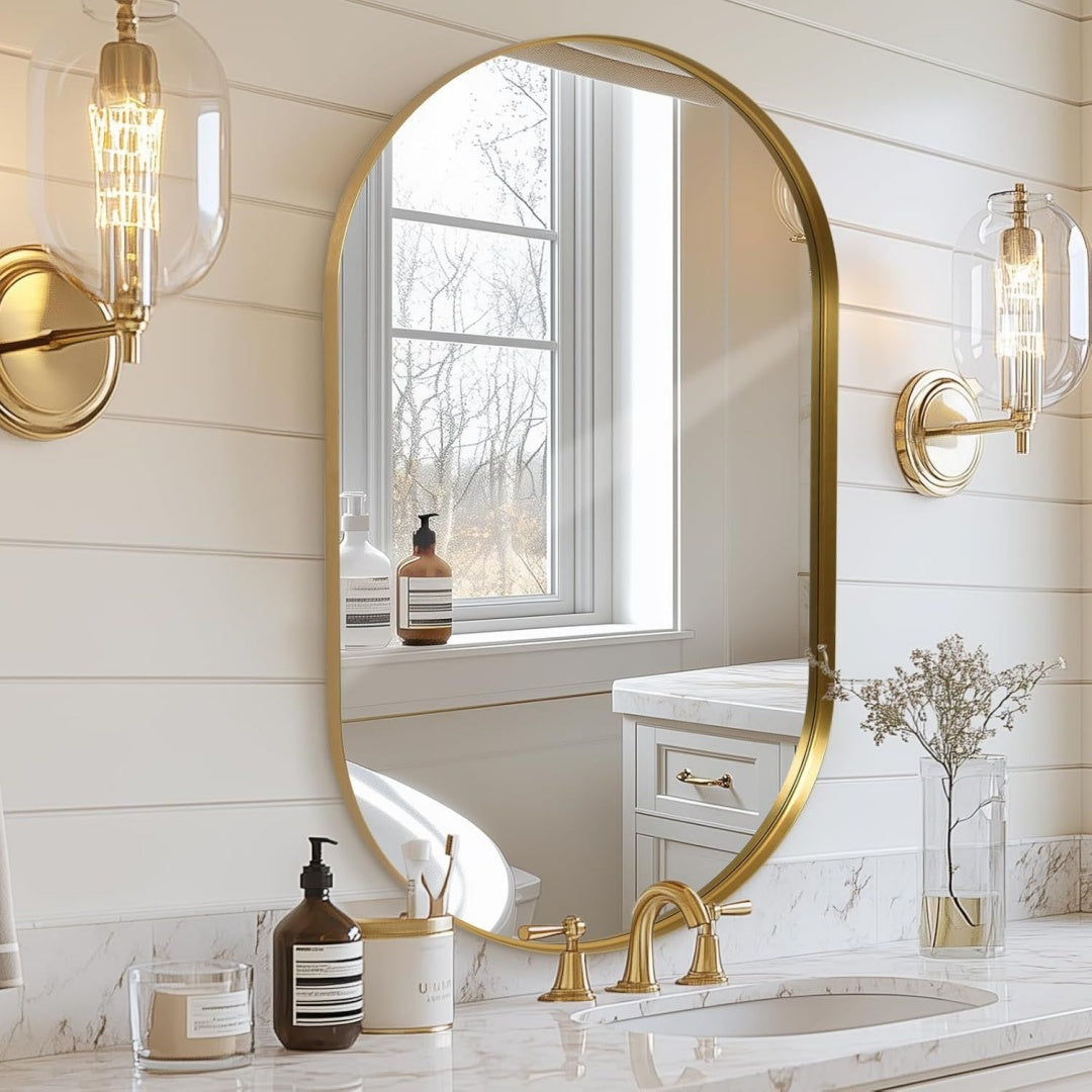 Arredo per soggiorno Melodieux Specchio bagno parete, cornice oro