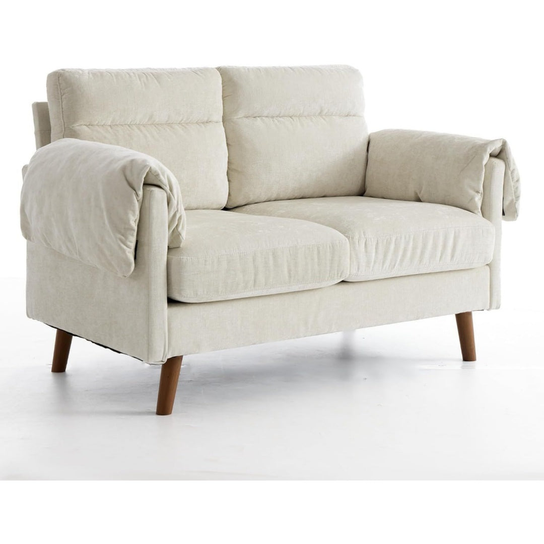 Divano confortevole rivestimento in tessuto beige