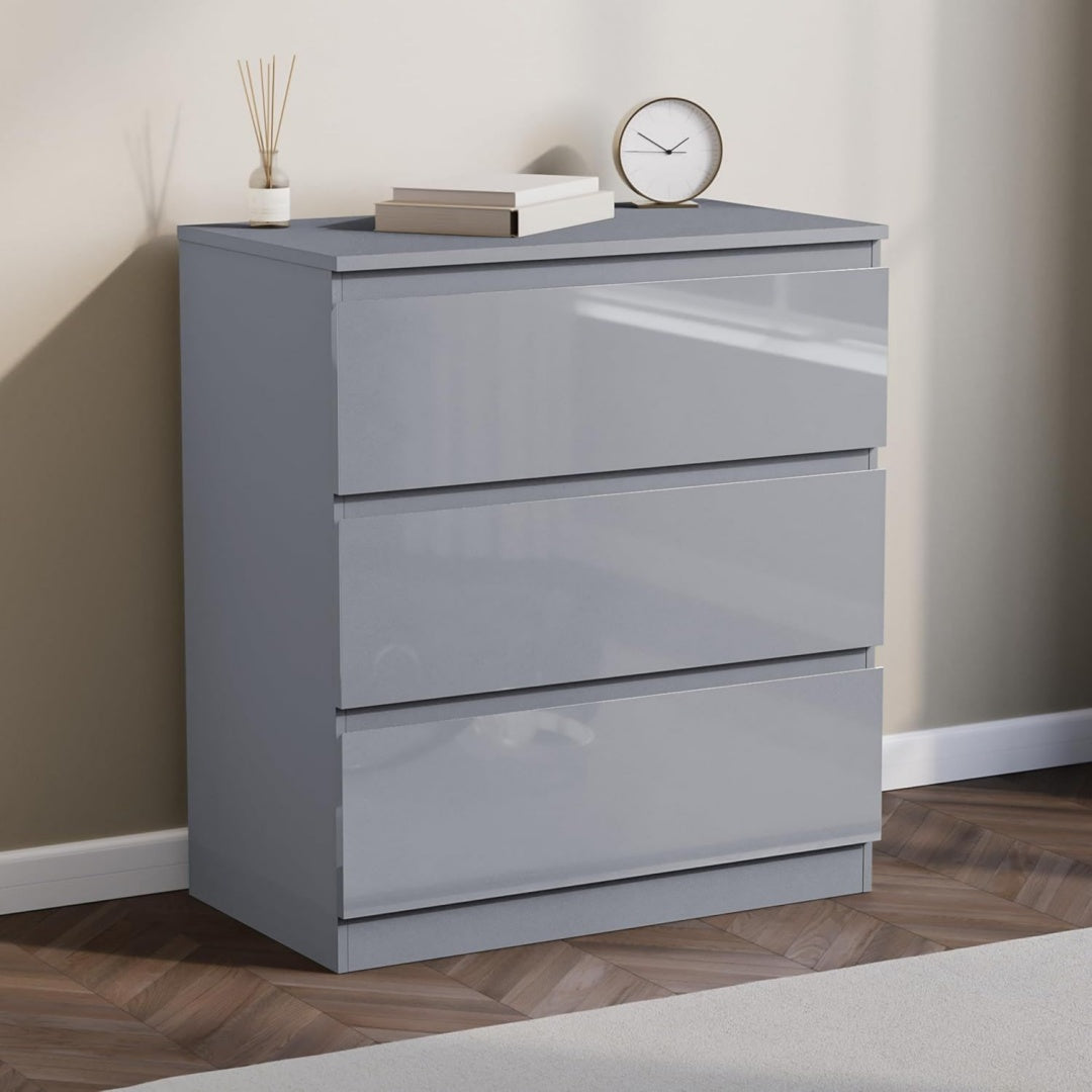 Comodini grigio con cassetti