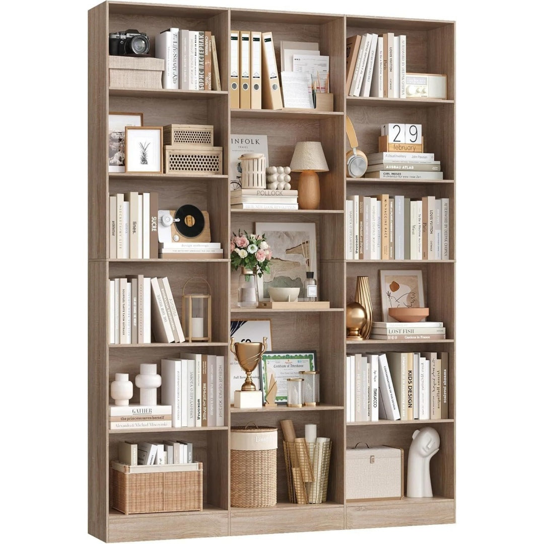 Libreria da soggiorno con ante con ripiani rovere