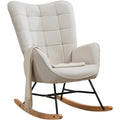 Poltrona da soggiorno con braccioli in legno massello beige