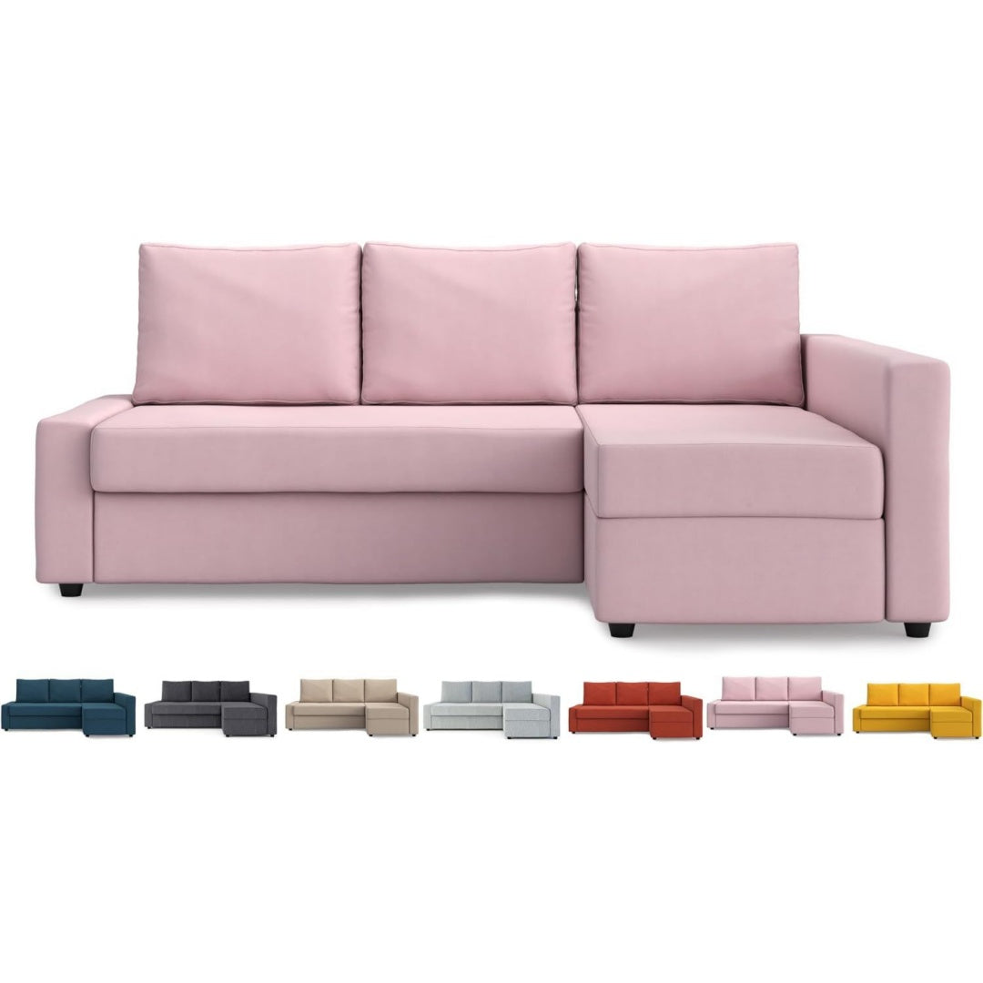 Divano confortevole con braccioli rivestimento in tessuto rosa