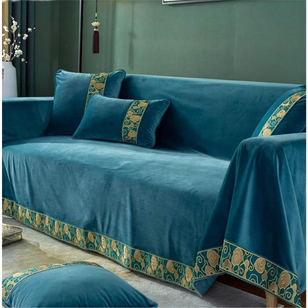 Divano confortevole Rivestimento divano forma copridivano blu, blu