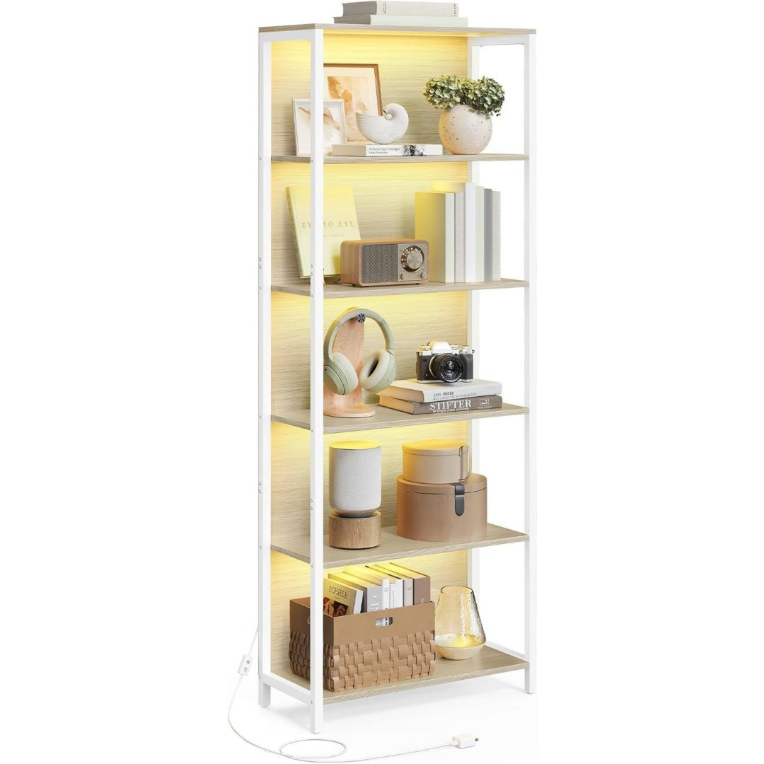 Scaffale contenitore con ripiani con illuminazione LED bianco
